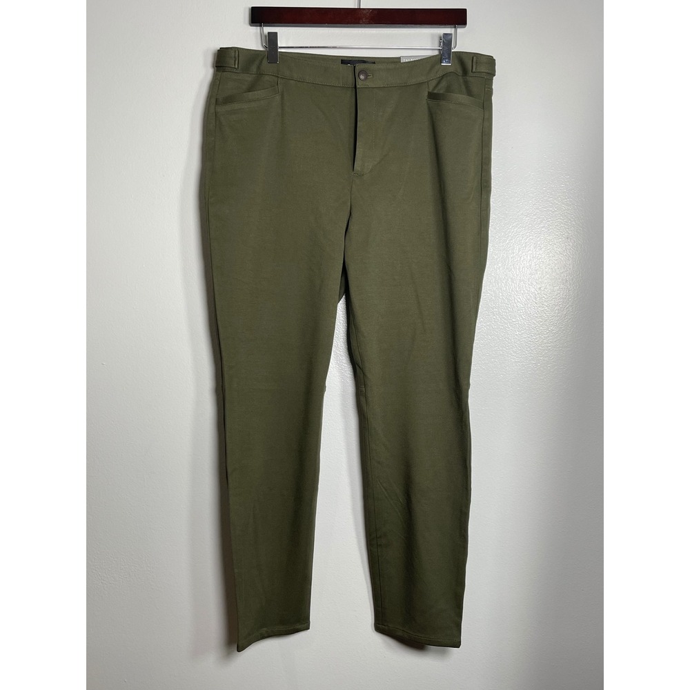 TALBOTS Lexington Ponte Pant Plus Size 14 Olive Green NEW Ankle Casual Comfort